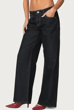 Edikted Dark Wash Jeans Low-Rise thumbnail 2