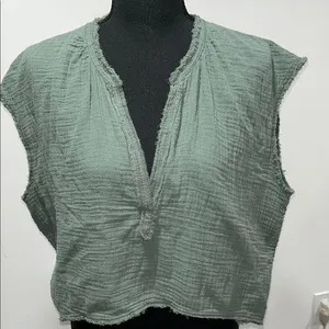 Aerie Green Crop Blouse thumbnail 1