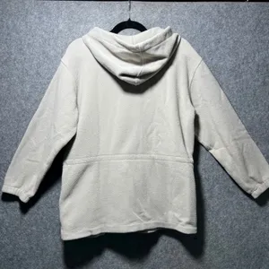 Vintage Lands End Womens Petite Fleece Zip Up Hoodie Jacket Beige Size‎ S thumbnail 9