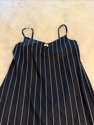 Gilly Hicks Navy Pinstripe Dress with White Stripes with shorts under it size L thumbnail 11