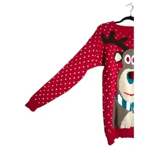 REMEL LONDON Womens Ugly Christmas Sweater L Red Reindeer Festive Party Holiday‎ thumbnail 10