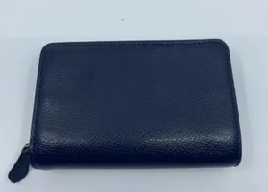 Coach Small Snap Navy Pebbled Leather Wallet thumbnail 2