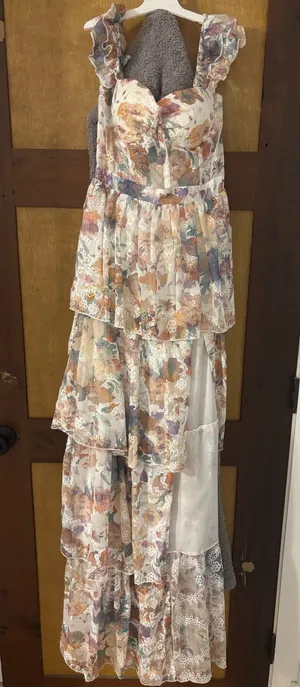 Bardot Colorful floral ruffle lace maxi dress thumbnail 1