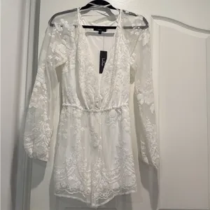 NWT‎ Lulus white lace sequin romper XS thumbnail 6