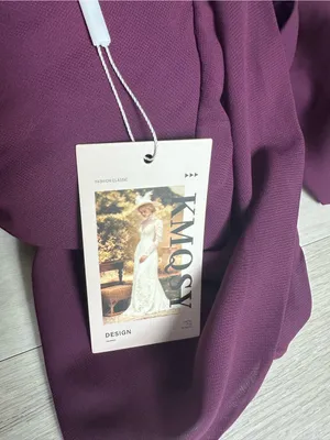 KMQSY V-Neck Ruched Evening Gown with High Leg Slit Plum Size 10 NWT thumbnail 10