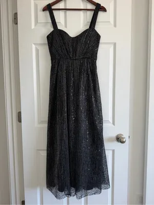 ML Monique Lhuillier Black Lace Maxi Dress Size 4 Sleeveless Formal Gown thumbnail 2