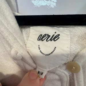 Aerie Quarter Button Beachy‎ oversized Off-White Hoodie thumbnail 4