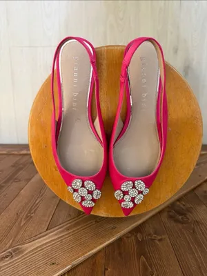 Gianni Bini Women’s Size 8.5M Hot Pink Rhinestone Pointed Toe Slingback Flats thumbnail 8