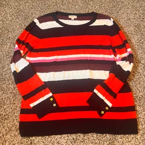 LOFT Outlet Women's XL Striped Knit Sweater Crew‎ Neck Long Sleeve Casual thumbnail 1