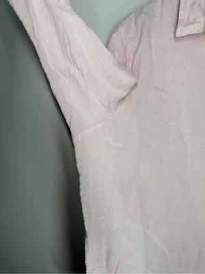 Sigrid Olsen 100% Linen Tunic Top 1X Pink Collared Beach Vacation Resort Natural thumbnail 2