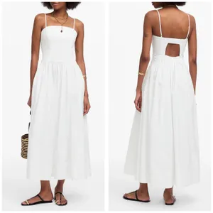 Madewell White Seamed Poplin Midi Sundress Size 6 Drop Waist Chic Quiet Luxury thumbnail 2