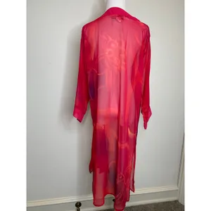 Pink Sheer Swim Coverup Caftan Art To Wear Boho Glam Sz Medium thumbnail 2