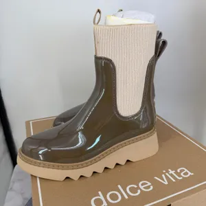 Dolce Vita Tropic H2O Rain Boots Women 8 Dark Moss Patent Stella Waterproof Lug‎ thumbnail 5