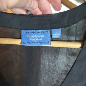 Simply Vera Vera Wang Black Sleeveless Tulip Bottom Blouse Size Large thumbnail 3