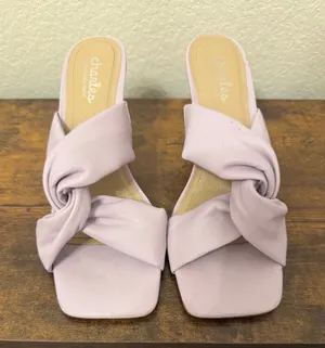 Boston Proper Lavender Knot-Front Block Heel Mules thumbnail 1