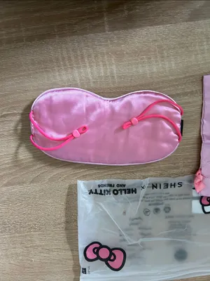 Hello Kitty Pink Satin Sleep Mask with Matching Pink Drawstring Pouch thumbnail 4