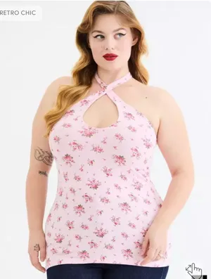 Retro Chic By Torrid Halter Tank Top thumbnail 1