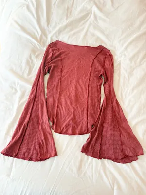 Altar’d State Red Bell Sleeve Blouse Size XS thumbnail 2