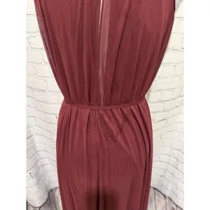 NWT David’s Bridal Soft Mesh Halter Bridesmaid Dress with Slim Sash Wine Maxi 8 thumbnail 7
