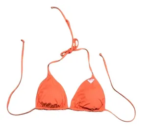 Roxy Bikini Top Womens Size S Reversible Triangle Halter Tie Floral Orange thumbnail 1