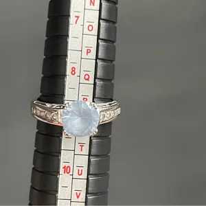 925 Sterling Silver Aquamarine Cubic Zirconia Ring Size 8 Engagement Anniversary thumbnail 9