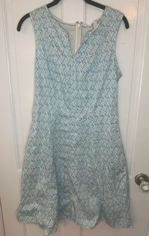 Boden Light Blue and‎ White Print Sleeveless Dress size 8 EUC thumbnail 1