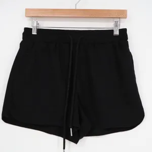Shorts Womens Medium Black Waffle Knitted Ribbed Slash Pockets Drawstring Waist thumbnail 2