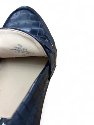 Nine West Black Croc-Embossed Loafers Size 8.5 Gold Chain – Classic Dress Shoes thumbnail 3