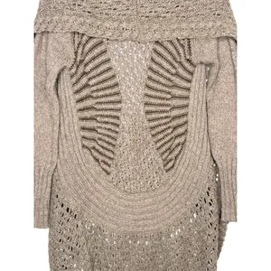 Angel of the North Cardigan Women XS Taupe Crochet Open Front‎ Shawl Collar Boho thumbnail 5