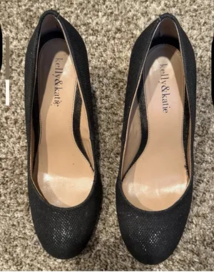 Kelly & Katie Isabella Heels Size 8 1/2 M Black Sparkle thumbnail 2