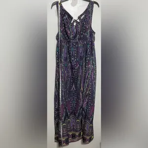 ECI Purple Floral Paisley Maxi Dress Size 12 Sleeveless thumbnail 2