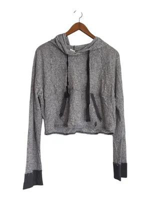Free People FP Movement Gray Lightweight Cropped Hoodie with Drawstring thumbnail 2