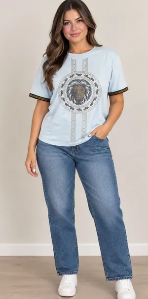 Giannii Bedazzled Tshirt Blue Size L thumbnail 1