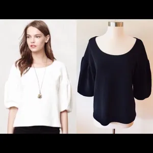 Anthropologie Postmark bell sleeve black crop top M thumbnail 2