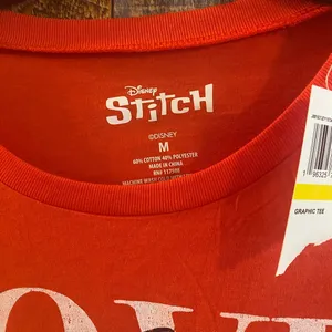 NWT Disney Stitch ( love is in the air )Tee Shirt Size medium . Red/orange thumbnail 4