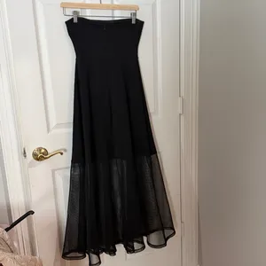 Lulu's Black Strapless Evening Dress with Mesh Hem size small thumbnail 4
