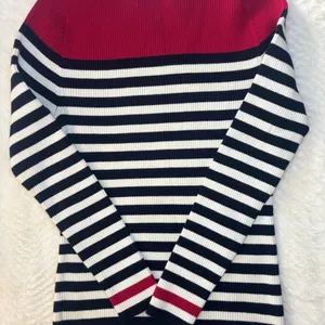 Ralph Lauren Red and Black Striped Crewneck Sweater thumbnail 3