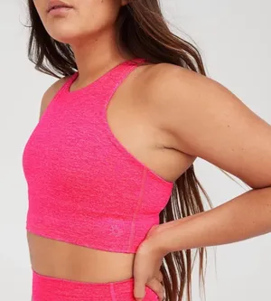 OFFLINE By Aerie The Hugger High-Neck Longline Sports Bra in Pink Size Medium thumbnail 1