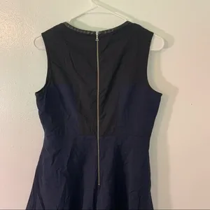 J. Crew Women's Size 6 Colorblock Dress Faux Leather Trim Navy Blue Black thumbnail 9