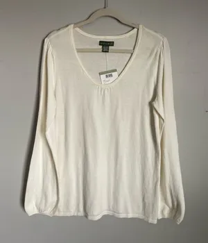MOUNTAIN LAKE | Cream Long Sleeve Scoop Neck Sweater Sz M thumbnail 1