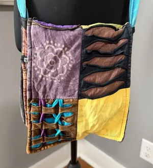 Y2K multicolored patchwork cotton bohemian hobo cross-body bag thumbnail 1