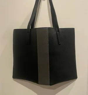 NEW Vince Camuto Luck Vegan Leather Tote Black & Gray Pebbled Bag Luxury Bag thumbnail 7