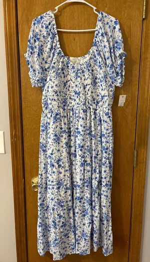 Blue floral sun dress ultra flirt thumbnail 1