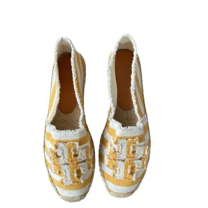 TORY BURCH Fray Stripe Espadrille Flat In Citrus, Size 11, NWOT thumbnail 2