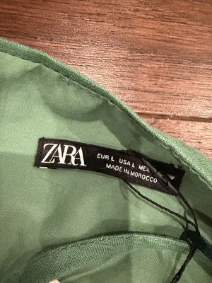 Zara Women's Green Linen Halter Dress NWT Large - C11-736 thumbnail 8