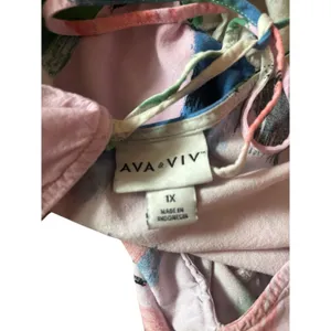 Ava & Viv V-Neck Mini Pink Floral A-Line Dress Size 1X thumbnail 5
