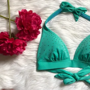 Victoria's Secret Rhinestone Halter Swim Top thumbnail 2