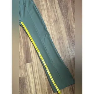 Abercrombie & Fitch Olive Green High Rise Flare Pants Pleat Split Hem Size M thumbnail 6
