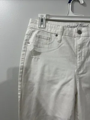Universal Thread White Distressed Cropped Ankle Jeans thumbnail 4