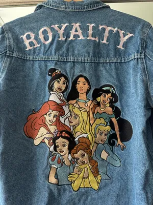 Disney Princesses Denim Jacket Embroidered Graphic Back Women’s Size Medium thumbnail 3